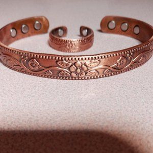 Copper bracelet and matching ring